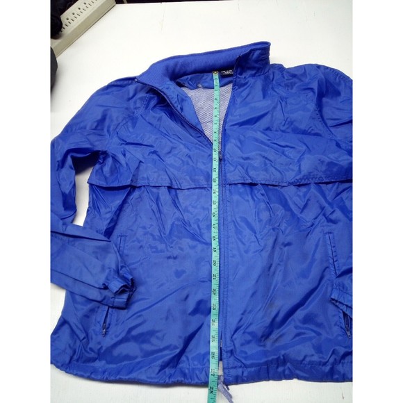 80's J.Blair Women’s Blue Hooded Nylon Jacket Zip Large Hiking Packable - Picture 2 of 5